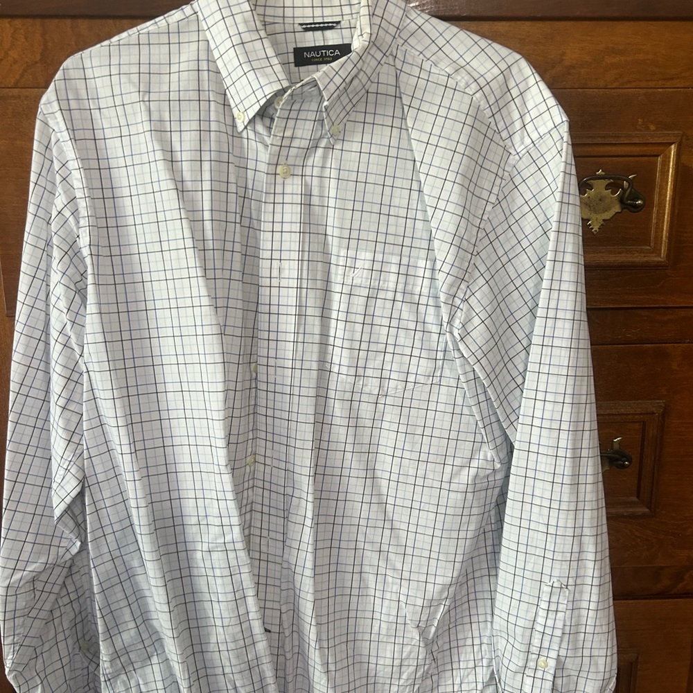 Nautica Men's Blue Checkered Shirt